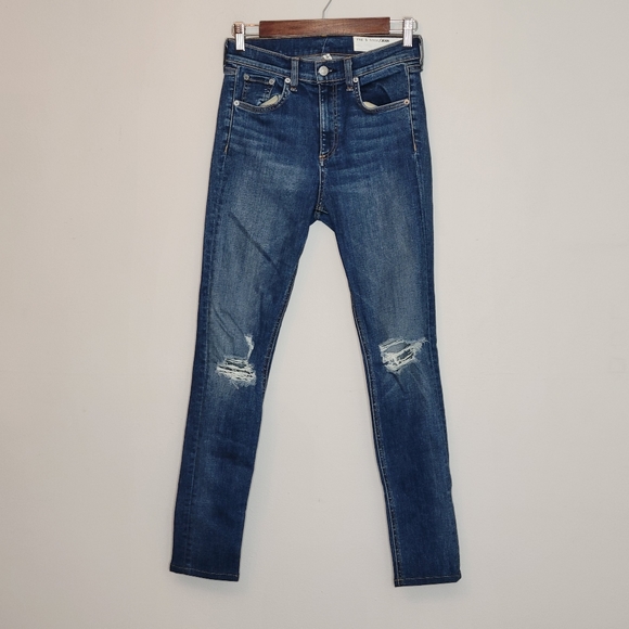 RAG & BONE HIGH RISE SKINNY JEANS BONNIE DISTRESSED - Picture 3 of 16